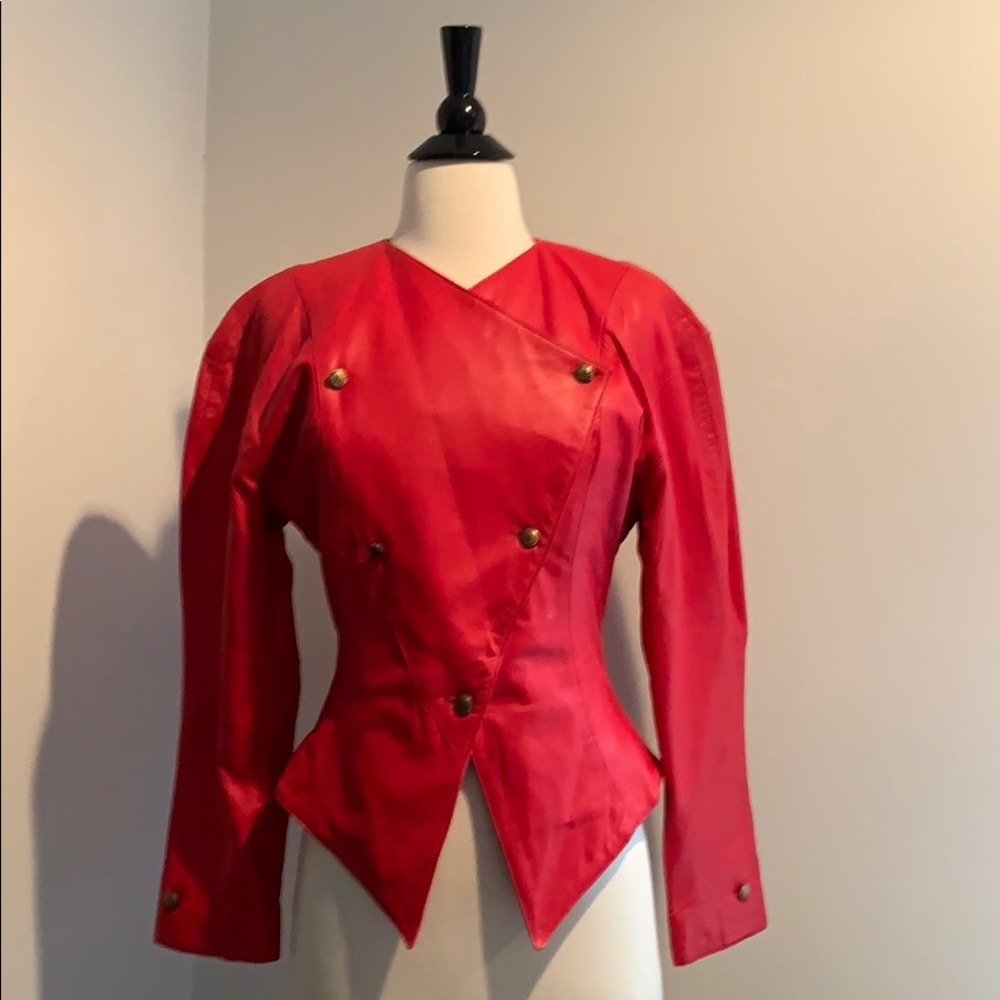 Spring Ready Red! Leather Vintage Jacket. Size S